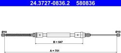 ATE Cablu, frana de parcare ATE 24.3727-0836.2 (24.3727-0836.2)