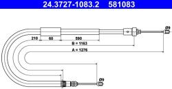 ATE Cablu, frana de parcare ATE 24.3727-1083.2 (24.3727-1083.2)