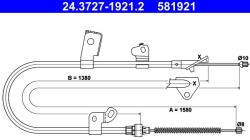 ATE Cablu, frana de parcare ATE 24.3727-1921.2 (24.3727-1921.2)
