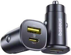 Baseus Încărcător Auto Cu Mufă De Brichetă 30W 3A Cu Porturi 1xUSB-A 1xType-C Cu Cablu Type-C Integrat Culoare Neagră C00072300123-00 (C00072300123-00)