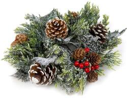 MoftX Inel Decorativ de Craciun pentru Lumanare Conuri de Brad Crengi 25cm (1082357)