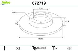 VALEO Disc frana VALEO COATED 672719 (672719)