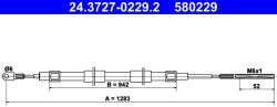 ATE Cablu, frana de parcare ATE 24.3727-0229.2 (24.3727-0229.2)