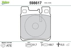 VALEO set placute frana, frana disc VALEO 598617 (598617)