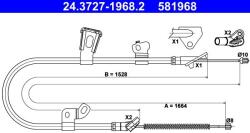 ATE Cablu, frana de parcare ATE 24.3727-1968.2 (24.3727-1968.2)