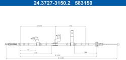 ATE Cablu, frana de parcare ATE 24.3727-3150.2 (24.3727-3150.2)