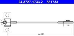 ATE Cablu, frana de parcare ATE 24.3727-1733.2 (24.3727-1733.2)