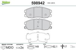 VALEO set placute frana, frana disc VALEO 598942 (598942)