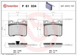 BREMBO set placute frana, frana disc BREMBO P 61 034 (P 61 034)