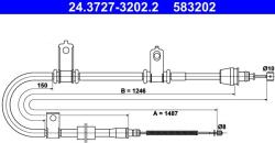 ATE Cablu, frana de parcare ATE 24.3727-3202.2 (24.3727-3202.2)