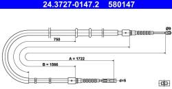 ATE Cablu, frana de parcare ATE 24.3727-0147.2 (24.3727-0147.2)