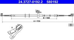 ATE Cablu, frana de parcare ATE 24.3727-0192.2 (24.3727-0192.2)