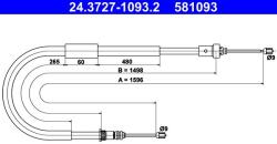 ATE Cablu, frana de parcare ATE 24.3727-1093.2 (24.3727-1093.2)