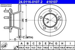 ATE Disc frana ATE 24.0116-0107.2 (24.0116-0107.2)