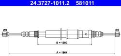 ATE Cablu, frana de parcare ATE 24.3727-1011.2 (24.3727-1011.2)