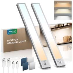 LROLTEF LED szekrénylámpa mozgásérzékelővel - 21 cm, 1500 mAh, 3000K-6500K szabályozható fényerő, újratölthető, mágneses, konyhai és lépcsőv