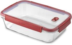 Keter Smart Cook Ételtároló Doboz 2, 3 L, 20x28, 8x7, 9 cm, Téglalap Alakú, Átlátszó/Piros, Hűtőbe, Fagyasztóba, Sütőbe és Mikrohullámú Sütőbe