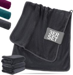 Nreosn fitness mikroszálas törölköző - sötétszürke - 40x80 cm - 3 db
