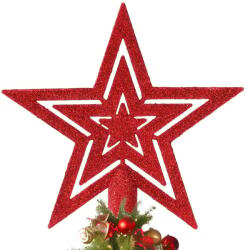 ARDFFA Csillag Karácsonyfacsúcs Piros Glitteres Díszítés Mini és Nagy Karácsonyfa Tetejére Ünnepi Otthoni Dekoráció