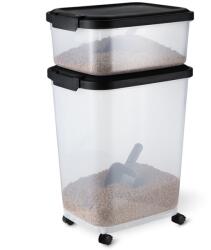 Amazon Basics Kisállateledel tartály 15, 8 kg és 4, 5 kg átlátszó fekete, kutya macska táp tároló