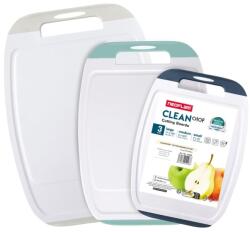 Neoflam Antibakteriális Vágódeszka Szett 3 db Microban Műanyag Csúszásmentes Mosogatógépálló Fehér Szürke Türkiz Kék Saftrillával 39x28 cm 3