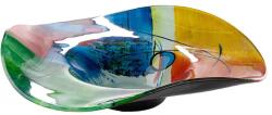 GILDE GLAS art Milano dekoratív üvegtál kerek, több színben, 13 cm magas, 48 cm átmérőjű
