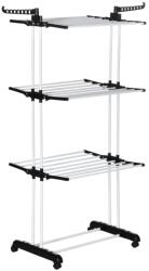 HOMCOM összecsukható ruhaszárító állvány oldalszárnyakkal beltéri és kültéri használatra, 3 szintes, 73 x 64 x 172 cm, fekete Ruhaszárító
