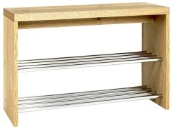 HAKU cipőpad tölgyfa furnér, krómozott fémváz - 81x55x30 cm