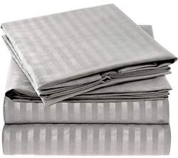 Kotonia Home Cearceaf de pat Kotonia Home Deco, 100% bumbac, Damasc Saten, dimensiune dungi 1 cm, Gri, 150x240 cm (001895-150)