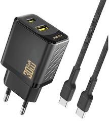 Dudao Încărcător de rețea DUDAO A27TCEU cu priză USB+Type-C, 30 W, încărcare rapidă PD + cablu Type-C, NEGRU GP-190598 (GP-190598)