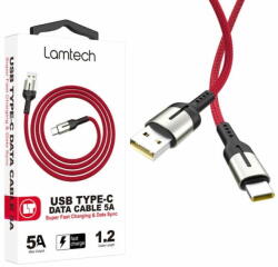  Cablu Date si Incarcare USB la Type-C, 5A, 1.2m, Red (PHA-5202021111856) - pcone