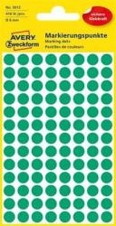 Avery-Zweckform Etikett, 8 mm, kör, AVERY ZWECKFORM, zöld, 416 etikett/csomag, (4 lap) (3012) (3012)
