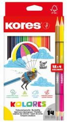 Kores Színes ceruza készlet, háromszögletű, KORES Kolores, 12+2 különböző szín (IK93611) (IK93611)