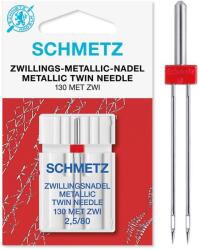 Schmetz Ac dublu fir metalic finete 80 - 5 buc, cu 2.5 mm intre ace Schmetz Metallic (714037) - masinidecusut