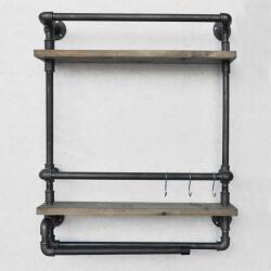  Hanah Home Pipe Shelf Walnut Black Boruraf104