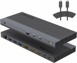  WAVLINK 13 in 1 USB-C dokkolóállomás, 3 kijelzővel, 100W PD, 8K 30Hz DisplayPort, 2 x 4K 60Hz HDMI, 2 x 10Gbps USB-C 3.2, 4 x USB 3.0, Gigabit Ethernet, 3, 5 mm-es audio jack, kompatibilis Win