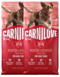 CARNILOVE Active Dog Venison and Reindeer Adult 2x12 kg szarvas, rénszarvas és vaddisznó, felnőtt kutyák számára