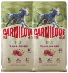 CARNILOVE True Fresh Dog Duck Junior Large 2X12 kg száraz táp friss kacsával nagytestű kölyökkutyák számára