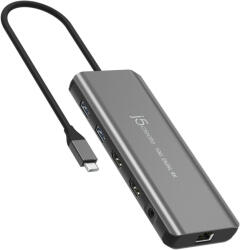 j5create JCD398-N, Vezetékes, USB 3.2 Gen 2 (3.1 Gen 2) Type-C, 100 W, 10, 100, 1000 Mbit/s, Szürke, Space Grey