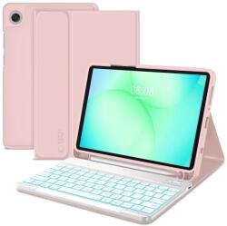 Tech-Protect Sc Pen + Keyboard oldalra nyíló kitámasztható mappa tok ceruza tartóval Samsung Galaxy Tab A11 / Tab A9 rózsaszín SP114246 (SP114246)