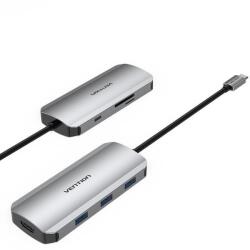Vention 7-in-1 USB-C to HDMI / 3x USB 3.0 / SD/TF / PD Docking Station Gray 0.15M Aluminum Alloy Type (TOJHB)