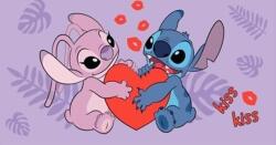 Jerry Fabrics Lilo & Stitch, prosop terry, Kiss, 70x140 cm