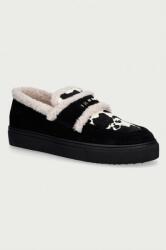 Inuikii női bőr mokaszin Shearling Print - fekete Női 41
