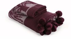  L' essential Maison Single Tricot Takaró Szett Klárettpiros Pompomfa - Klárettpiros