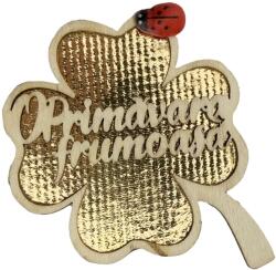  100 darab fa Martisor mágnesszel, Jolie, Modell Négylevelű lóhere felirattal „O Primăvara frumoasă, katicabogár dekoráció, arany betét (165683)