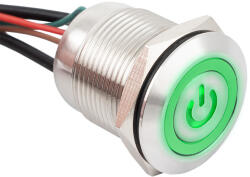  YLI FLM19-FW-6-EC-Z-rdgn Lapos felületű nyomógomb 19 mm-es furathoz, NO/NC-COM piros-zöld LED, IP67 (FLM19-FW-6-EC-Z-rdgn)