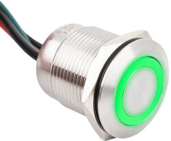  YLI FLM19-FW-6-EX-rdgn Lapos felületű nyomógomb 19 mm-es furathoz, NO-COM piros-zöld LED, IP67 (FLM19-FW-6-EX-rdgn)