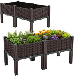 Malatec Magasított Moduláris Kerti Virágláda Virágoknak és Zöldségeknek 80x40x38cm Barna