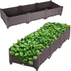 Malatec Moduláris Kerti Virágláda Virágoknak és Zöldségeknek 120x40x22 cm, barna