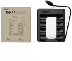 XTAR C4 1, 5V Li-ion AA USB-C akkumulátor töltő (Xtar-C4)